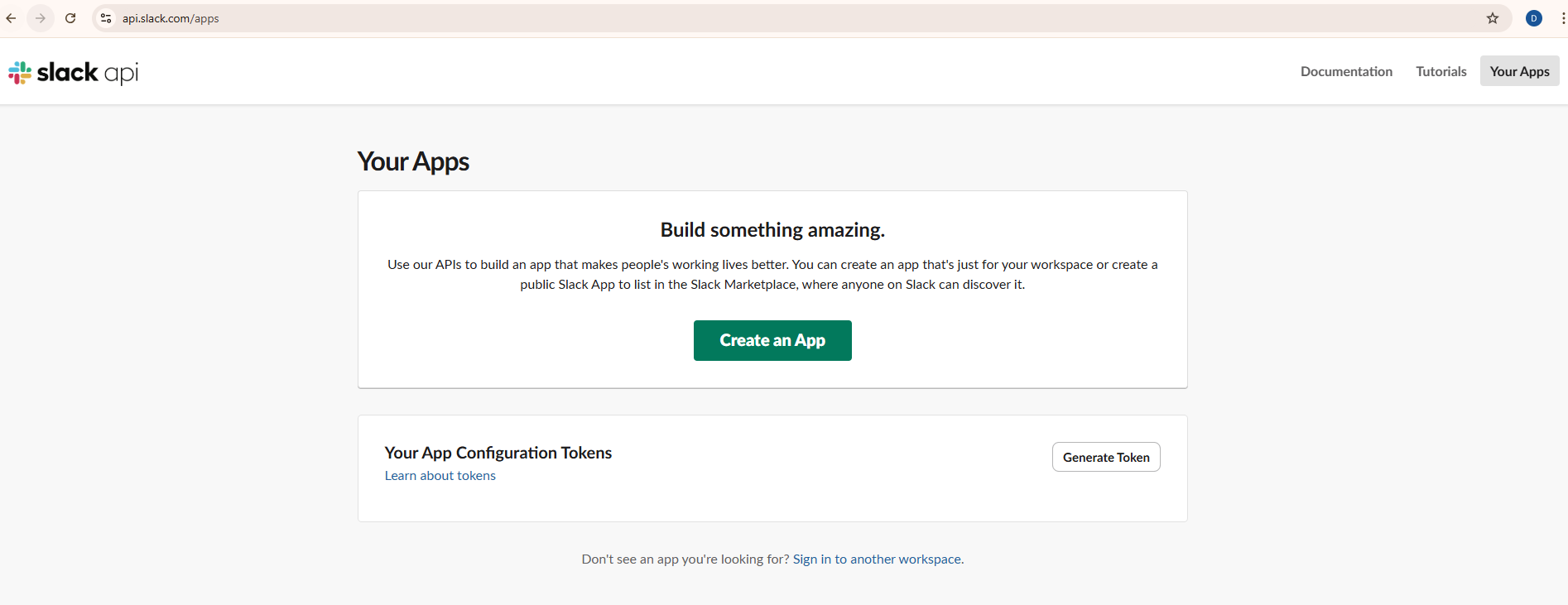 Slack Apps Page