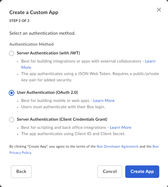 Box OAuth 2.0 Authentication
