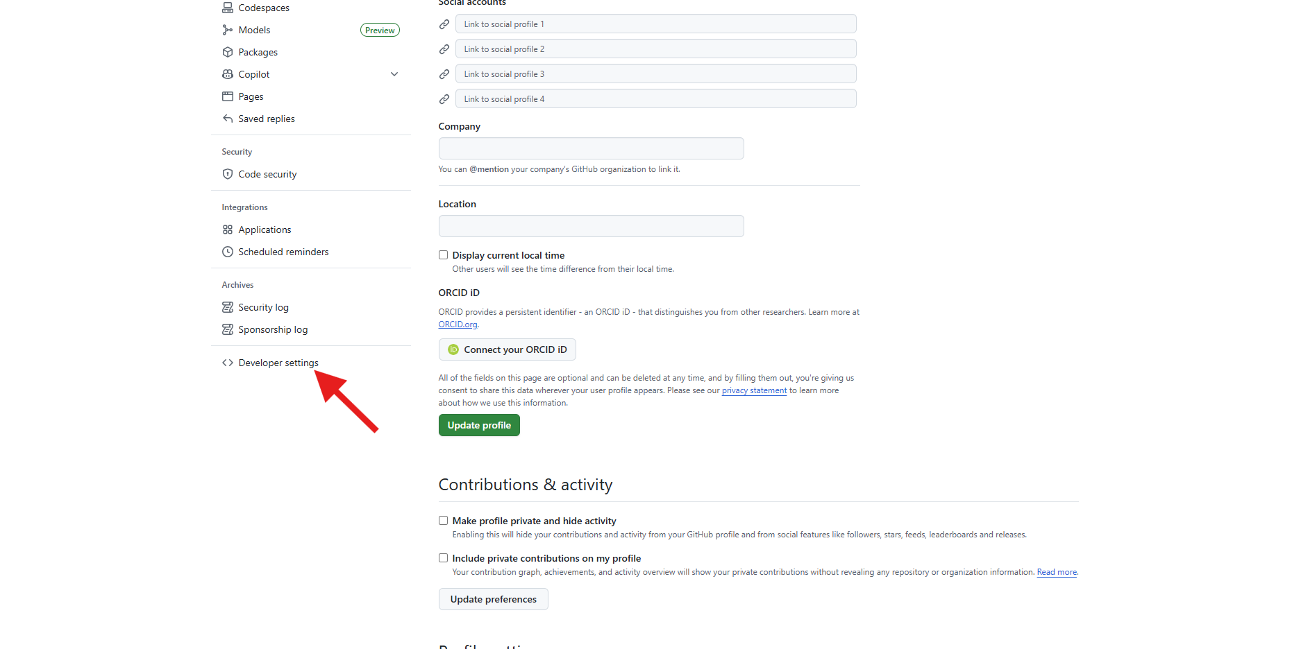 GitHub Developer Settings