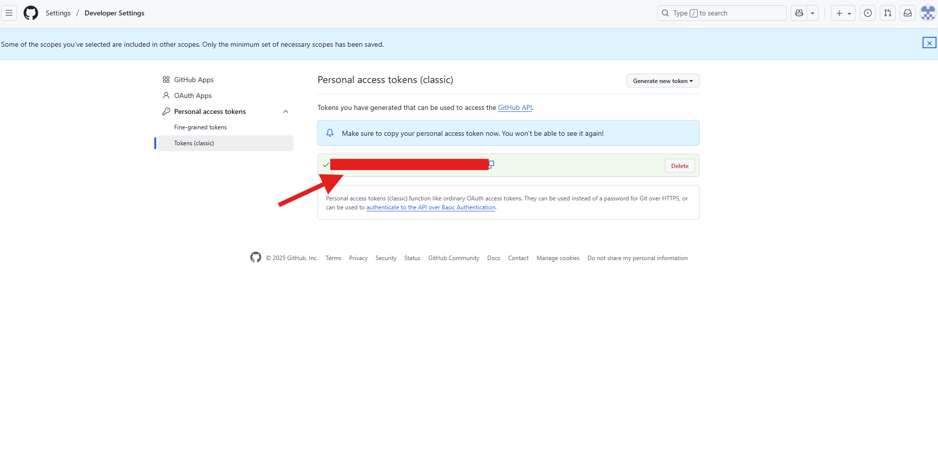 Generated GitHub Token