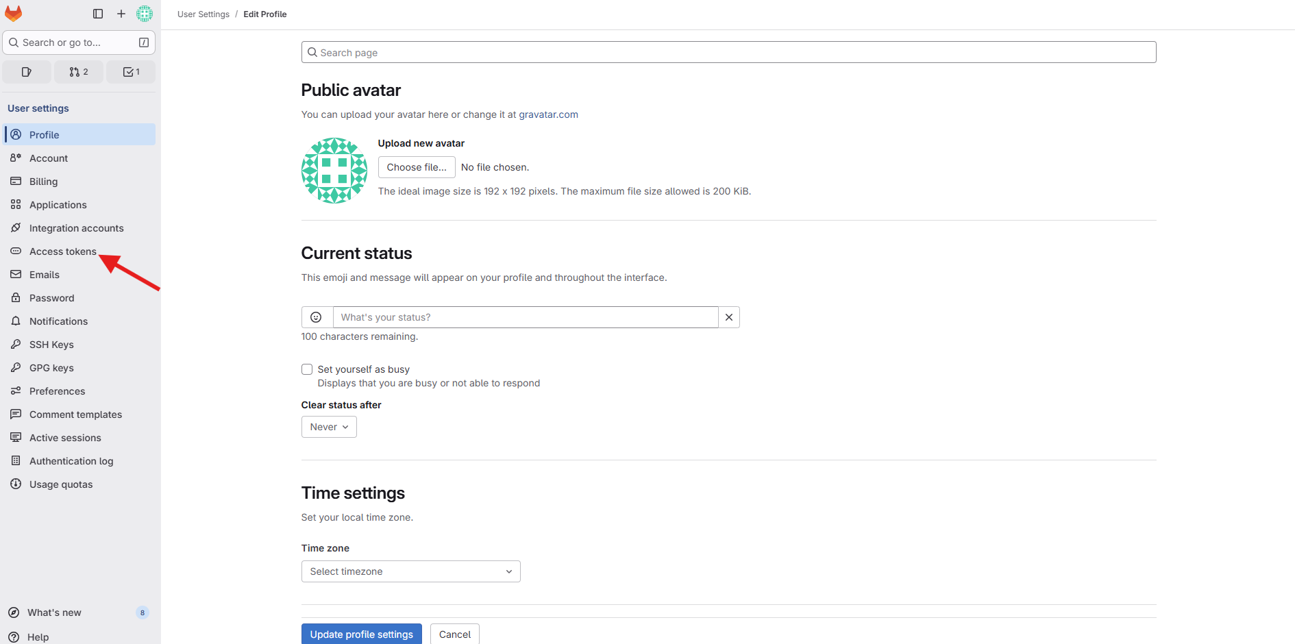 Personal Bitbucket Settings