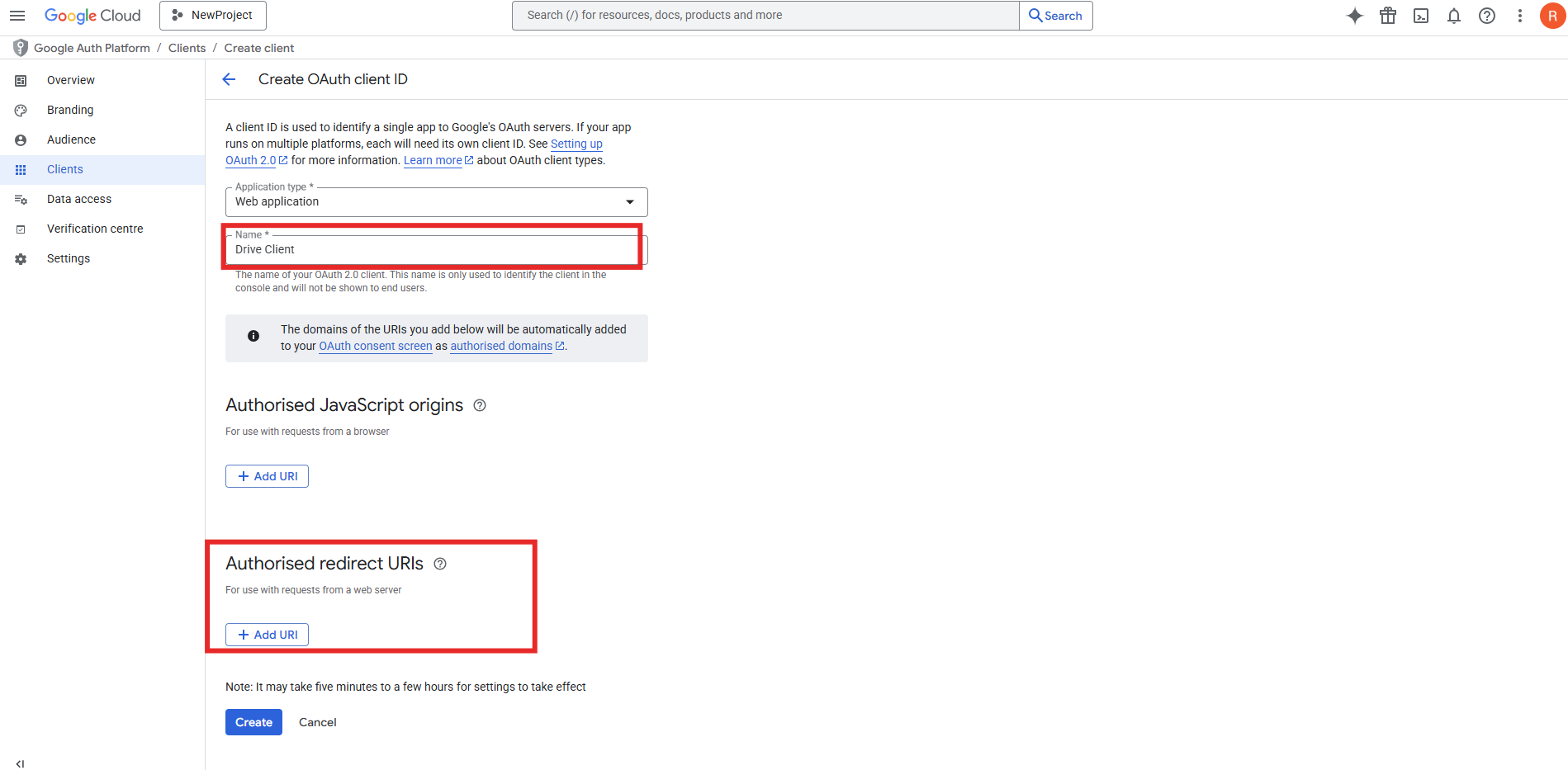 Google Drive API Client Creation