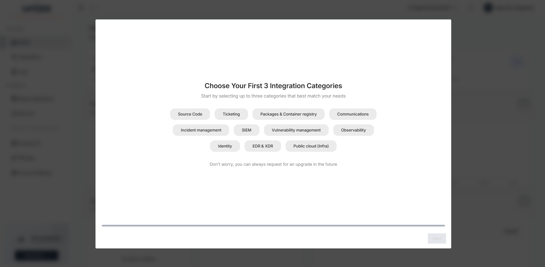 Choose Integration Categories