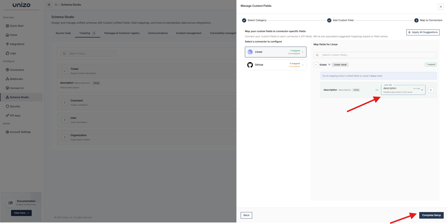 Map connector fields