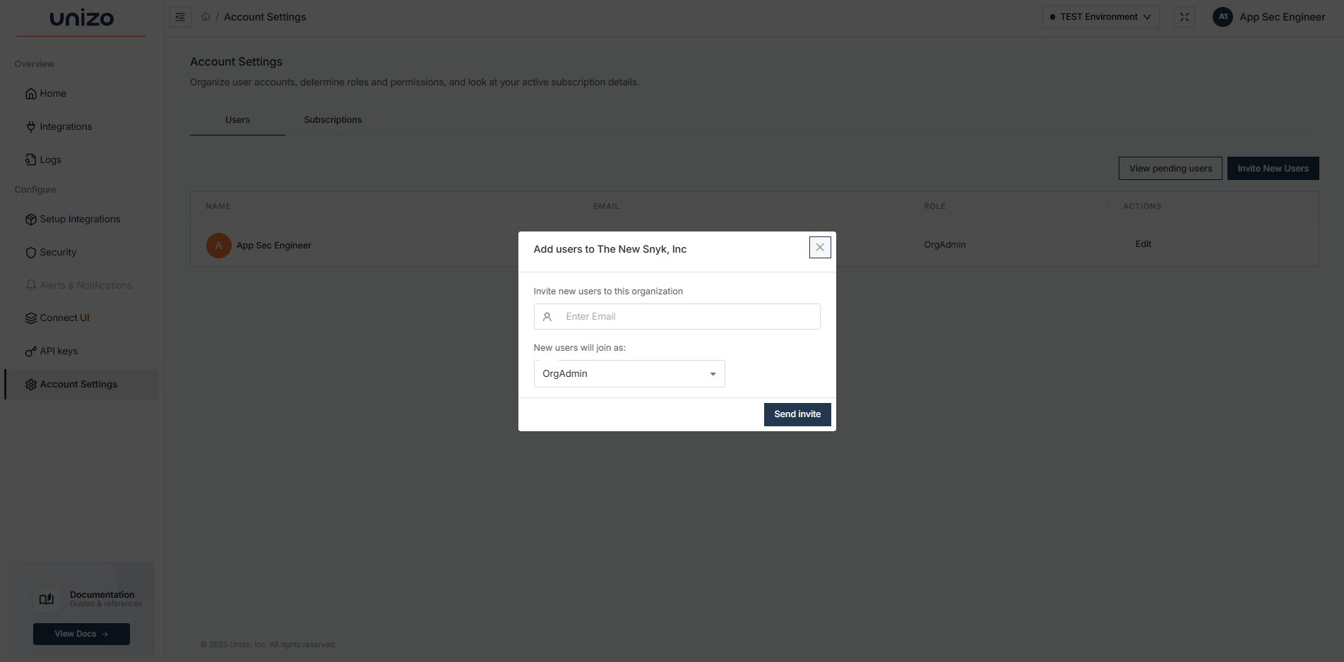 Team Invitation Interface
