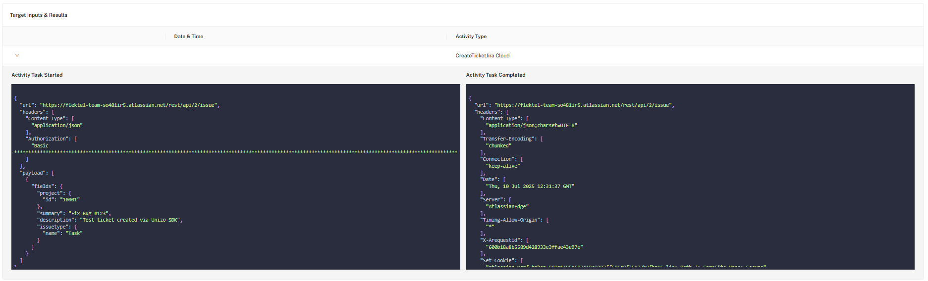 Unizo Request-Response